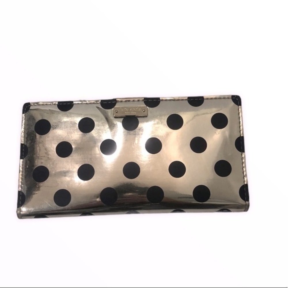Kate spade silver black polka dot wallet